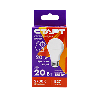 Лампа светодиодная Старт GLS E27 20W 2700К 220V груша ПРОМО матовая (1/10/100)