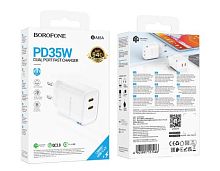 Сетевое З/У Borofone BA85A 2Type-C 3.0A 35W QC3.0 белый (1/40/160) 