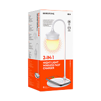 Светильник настольный Borofone BQ8 10W 230V на основании сенс. беспр. зар. Qi белый (1/24)