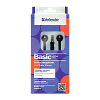 Наушники внутриканальные Defender 604 Basic черный (1/50) 