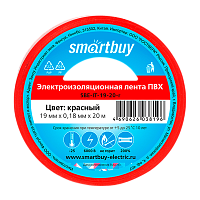 Изолента Smartbuy 19мм*20м ПВХ красный (1/10/200)