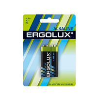 Батарейка Ergolux Крона 6LR61 BL1 Alkaline 9V (1/12/60)