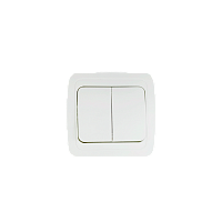 Выключатель Прогресс Slim 2-клав.10A ABS + Керамика белый (1/10/200)