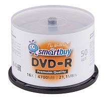 Диск DVD-R Smartbuy 4.7GB 16x 50шт. cake box (50/250)