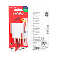 Сетевое З/У Borofone BAS12A 1USB 3.0A 18W QC3.0 с кабелем Type-C белый (1/48/192)