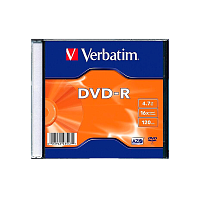 Диск DVD-R Verbatim 4.7GB 16x 1шт. SlimCase