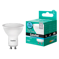 Лампа светодиодная Camelion GU10 8W 4000К 220V софит матовая (1/5/100)