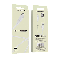 Кабель Borofone BX18 USB (m)-Lightning (m) 2м 1.6A ПВХ белый (1/360)