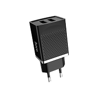 Сетевое З/У HOCO C43A 2USB 2.4A черный (1/21/126) 