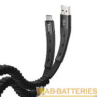 Кабель HOCO U78 USB (m)-microUSB (m) 1.2м 2.1A ткань черный (1/22/220)