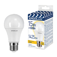 Лампа светодиодная Ergolux A60 E27 15W 3000К 180-240V груша ЛОН ПРОМО (1/100)