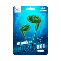 Наушники внутриканальные GFPower H01 с микр. зеленый (1/1000) 