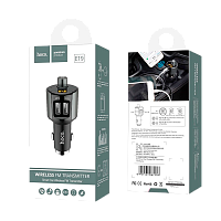 Автомобильное З/У HOCO E19 2USB 2.4A с FM-трансмиттером серый (1/21/126) 