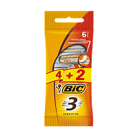 Бритва одноразовая BIC "БИК 3 Sensitive" 3 лезвия 4+2шт. (1/20)