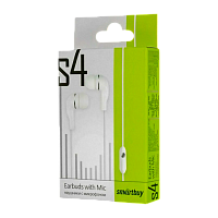 Наушники внутриканальные Smartbuy S4 с микр. белый в коробке (1/60) 