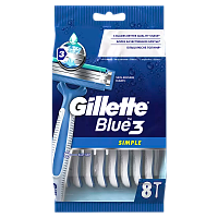 Бритва одноразовая Gillette "BLUE3 Simple Sensitive" 3 лезвия 8шт. (1/6)