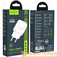 Сетевое З/У HOCO N4 2USB 2.4A белый (1/12/120) 