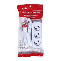 Удлинитель MRM-Power M-318 3р.Б/З 10A 3.0м белый (1/48)