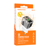 Сетевое З/У Borofone BA80A 1USB+1Type-C 20W PD,QC черный (1/32/128) 