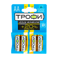Батарейка Трофи Ультра/ULTRA LR6 AA BL4 Alkaline 1.5V (4/40/640/20480) 