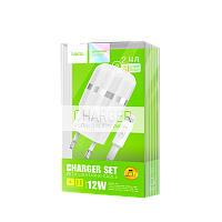 Сетевое З/У HOCO C41A 2USB 2.4A белый (1/21/126) 