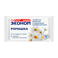 Влажные салфетки SMART Авангард 15шт. для рук ромашка (1/12/108)