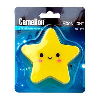 Ночник Camelion NL-240 "Звезда" 1LED 0.5W 220V в розетку желтый (1/24/72)