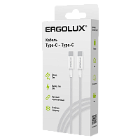 Кабель Ergolux ELX-CDC13 Type-C (m)-Type-C (m) 2м 3.0A белый (1/10/240)