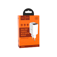 Сетевое З/У HOCO C63A 2USB 2.1A умная зарядка (IC) белый (1/21/126)