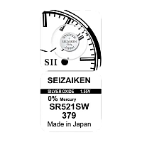 Батарейка SEIZAIKEN 379 (SR521SW) Silver Oxide 1.55V (1/10/100/1000) 
