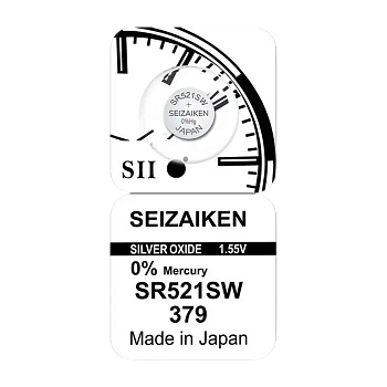 Батарейка SEIZAIKEN 379 (SR521SW) Silver Oxide 1.55V (1/10/100/1000) 