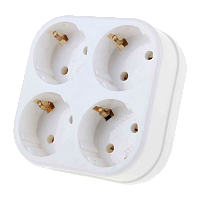 Разветвитель Toker 4Т4 4р.С/З белый в коробке (1/15)