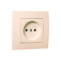 Розетка Makel Lillium Natural 1гн. 16A С/З кремовый 55228 (1/12)