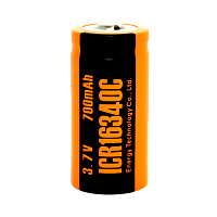 Аккумулятор ET ICR16340С-HT 16.5*34.0, 700mAh, Li-Ion, высокий + (1/50/200)