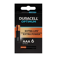 Батарейка Duracell Optimum LR03 AAA BL6 Alkaline 1.5V (6/48)