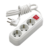 Удлинитель Makel 3р.С/З 3.0м с выкл. белый MGP213 (1/12)