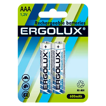 Аккумулятор бытовой Ergolux HR03 AAA BL2 NI-MH 600mAh (2/24/480) 