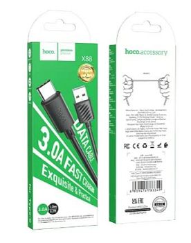 Кабель HOCO X90 USB (m)-Type-C (m) 1м 3.0A силикон черный (1/37/370)