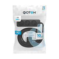 Удлинитель Фотон 10-103 3р.Б/З 10A 10.0м ПВС 2x0.75мм² черный (1/10)