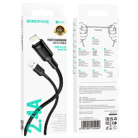 Кабель Borofone BX111 USB (m)-Lightning (m) 1м 2.4A ПВХ черный
