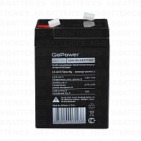 Аккумулятор свинцово-кислотный GoPower LA-645/security 6V 4.5Ah клеммы T1/ F1 в картонной упаковке (