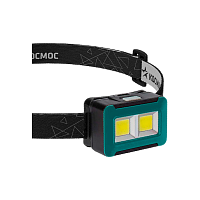 Фонарь налобный Космос 519B 4WCOBLED от батареек 3хАА IP44 3 режима зеленый/черный (1/30/240)