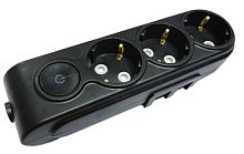Колодка Makel 3р.С/З с выкл. черный N3310100 (1/20)