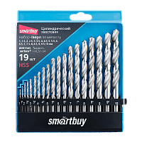 Набор 19 сверл по металлу, D от 1 до 10 мм с шагом 0.5 мм, до HRC62, кейс Smartbuy tools/30