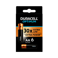 Батарейка Duracell Optimum LR6 AA BL6 Alkaline 1.5V (6/96)