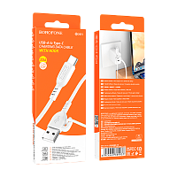 Кабель Borofone BX91 USB (m)-Type-C (m) 1м 3.0A ПВХ белый (1/360)