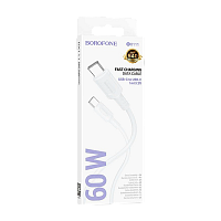 Кабель Borofone BX111 Type-C (m)-Type-C (m) 1м 3.0A 60W ПВХ белый