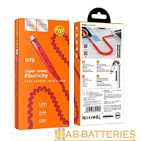 Кабель HOCO U78 USB (m)-Lightning (m) 1.2м 2.1A ткань красный (1/22/220)