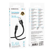 Кабель Borofone BX116 USB (m)-microUSB (m) 1м 2.4A ПВХ черный (1/360)