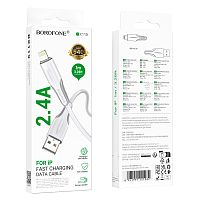 Кабель Borofone BX119 USB (m)-Lightning (m) 1м 2.4A ПВХ белый (1/360)